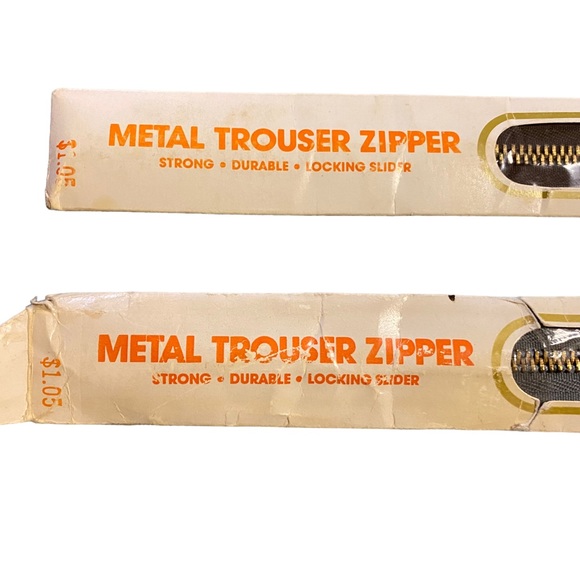 Lot of 2 Vintage Coats & Clark Brass Metal Trouser Zippers - Picture 4 of 5